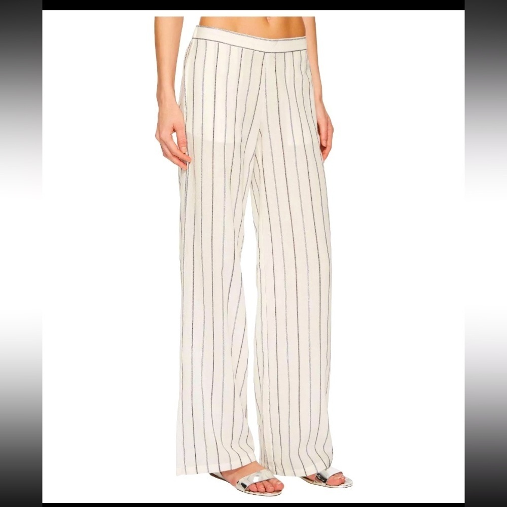 Onia white sparkle thread striped Mila pant XL $240 luxury coastal boho designer